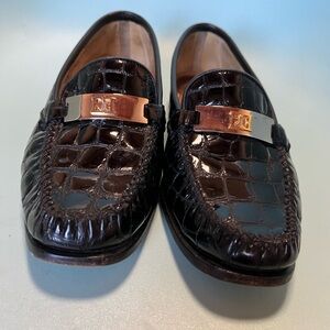 Escada Patent Leather Crocodile Loafers